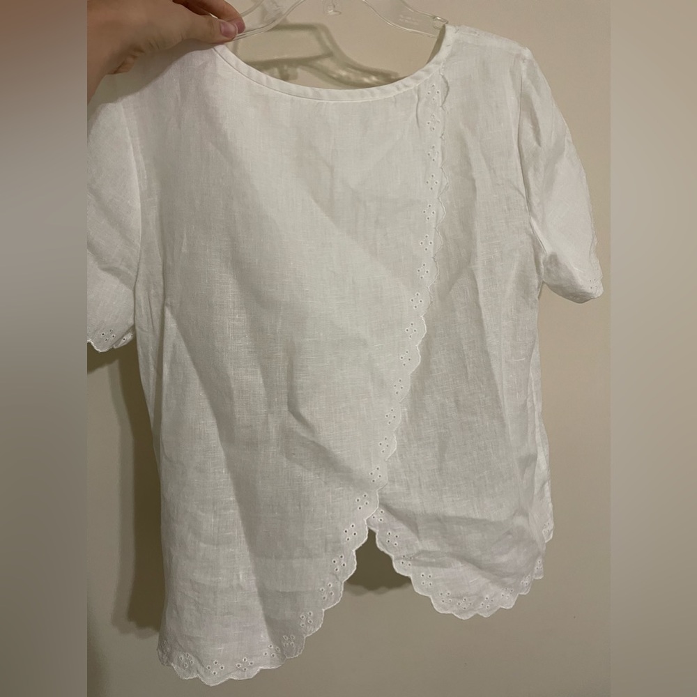 J crew white linen top